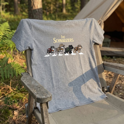 THE SCHNAUZERS | 横断歩道 ゆるかわ プードル キャンプ パロディTシャツ【犬好き・愛犬家・アウトドア・ギフトに最適】