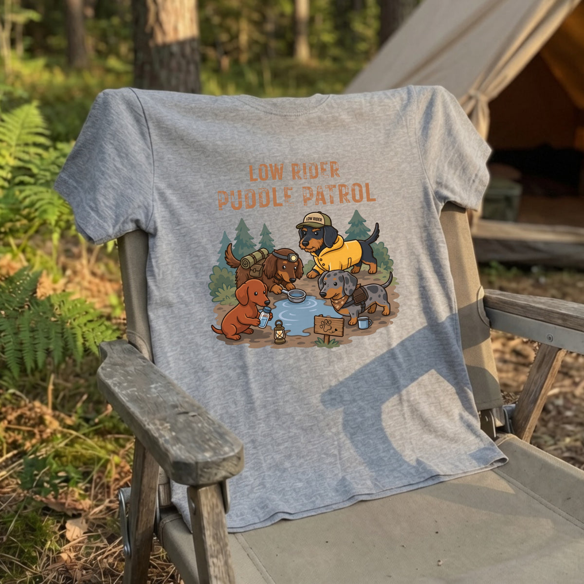 LOW RIDER PUDDLE PATROL ダックスフンドTシャツ