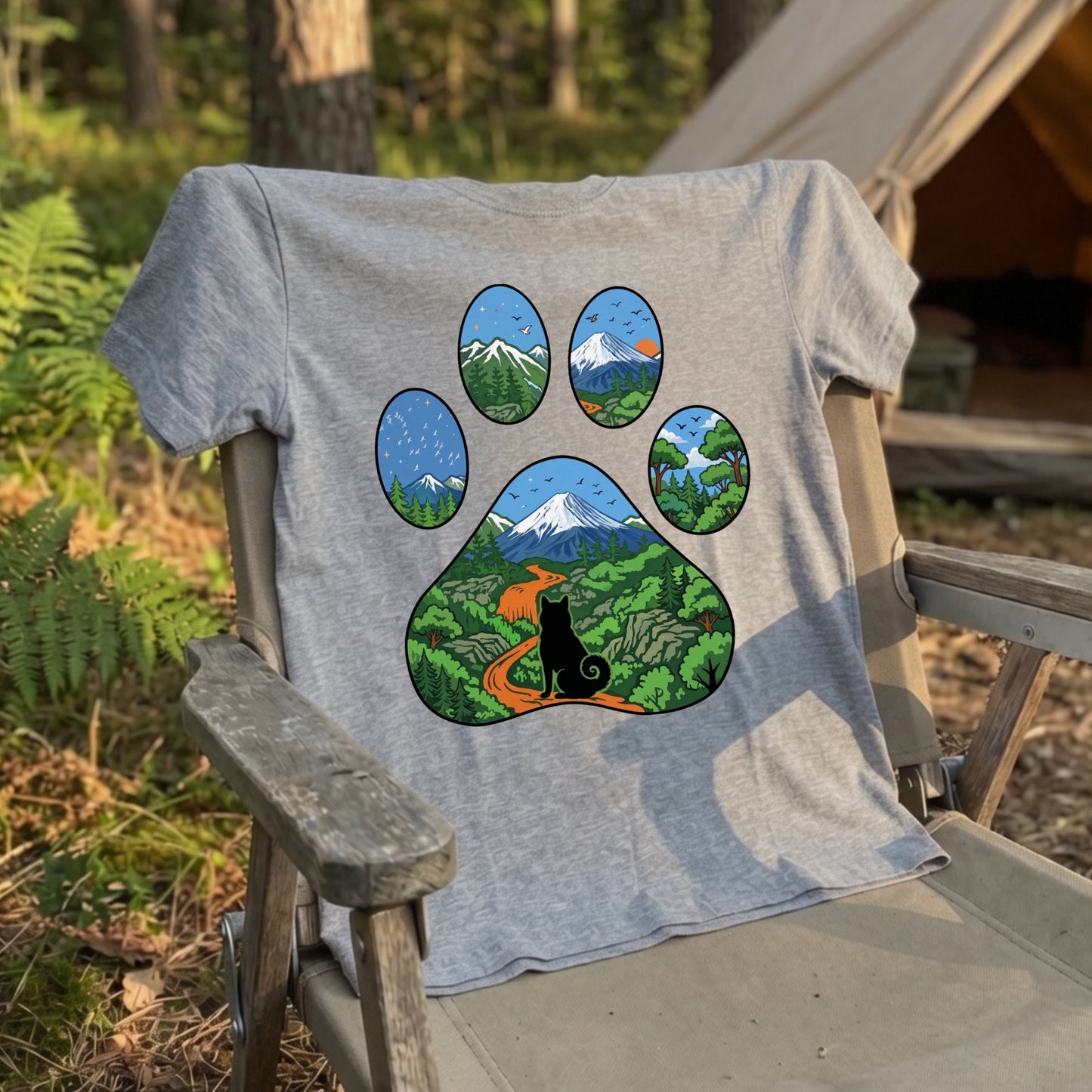 【肉球×富士山】おしゃれな猫アートTシャツ | CAMPMODE