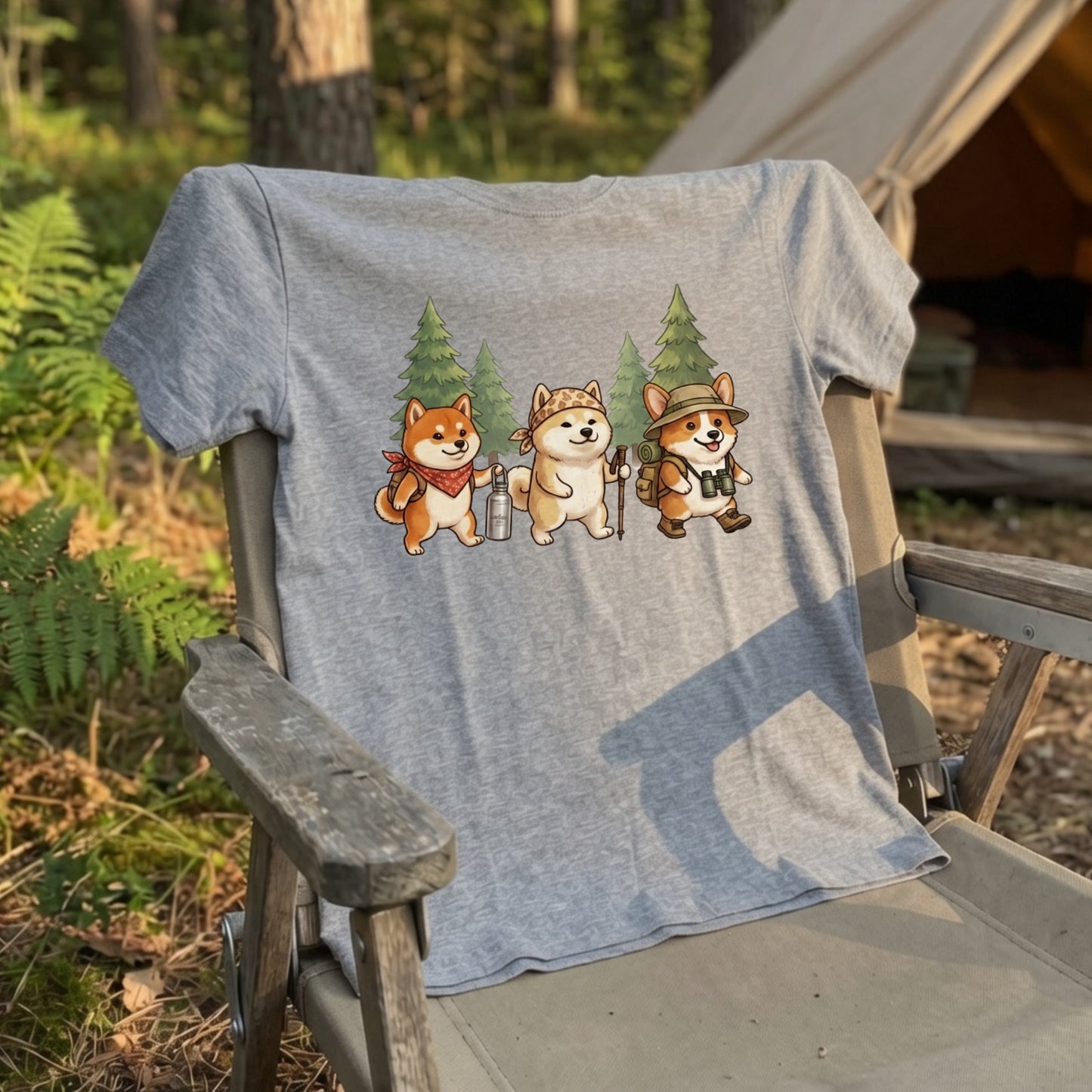 【柴犬・ハイキング＆キャンプ】おしゃれなTシャツ | CAMPMODE