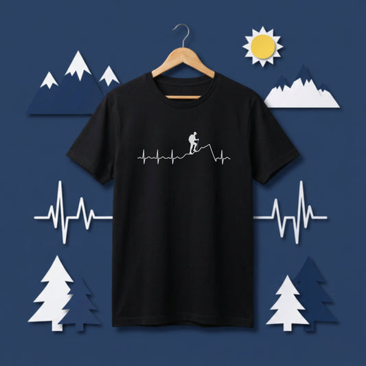 登山 心電図 脈拍 Tシャツ ｜ ハイキング・アウトドア・山好き・シンプルに人気