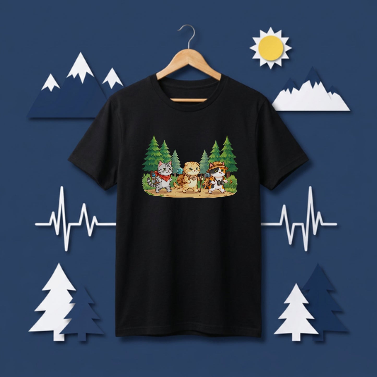 【猫の冒険・ハイキング】かわいい白Tシャツ | CAMPMODE
