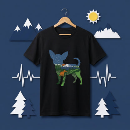【Chihuahua】自然風景ダブルエスポージャー白Tシャツ | CAMPMODE