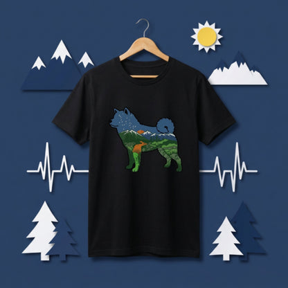 【Akita】自然風景ダブルエスポージャー白Tシャツ | CAMPMODE