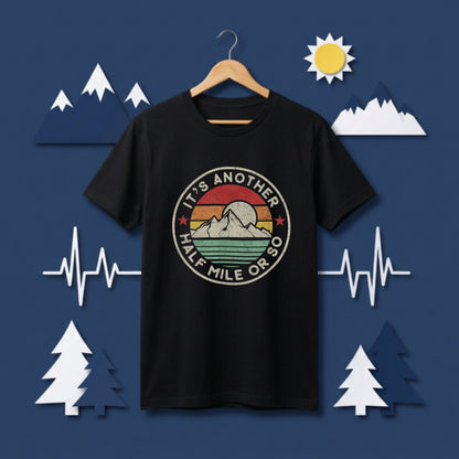 【It's Another Half Mile】レトロサンセット円形ロゴ アメカジ黒Tシャツ | CASTMODE