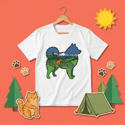 【Japanese Spitz】自然風景ダブルエスポージャー白Tシャツ | CAMPMODE