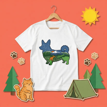 【Corgi】自然風景ダブルエスポージャー白Tシャツ | CAMPMODE
