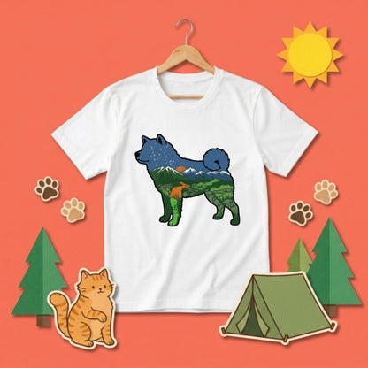 【Akita】自然風景ダブルエスポージャー白Tシャツ | CAMPMODE