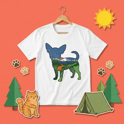 【Chihuahua】自然風景ダブルエスポージャー白Tシャツ | CAMPMODE