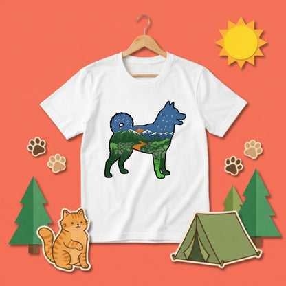 【Shiba】自然風景ダブルエスポージャー白Tシャツ | CAMPMODE