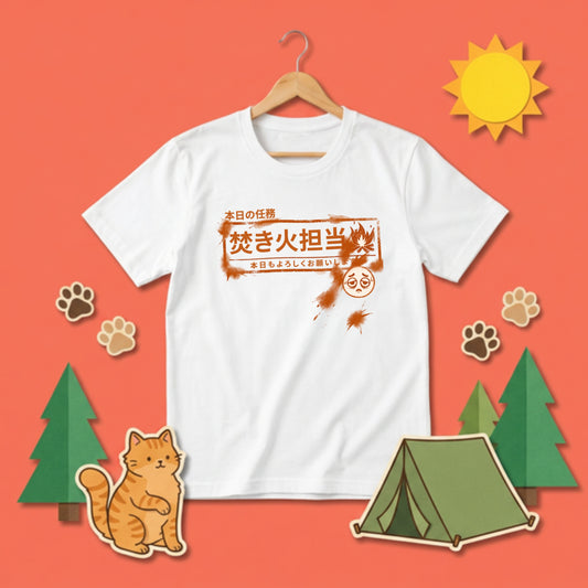 【本日の任務 焚き火担当】おもしろキャンプTシャツ | CAMPMODE
