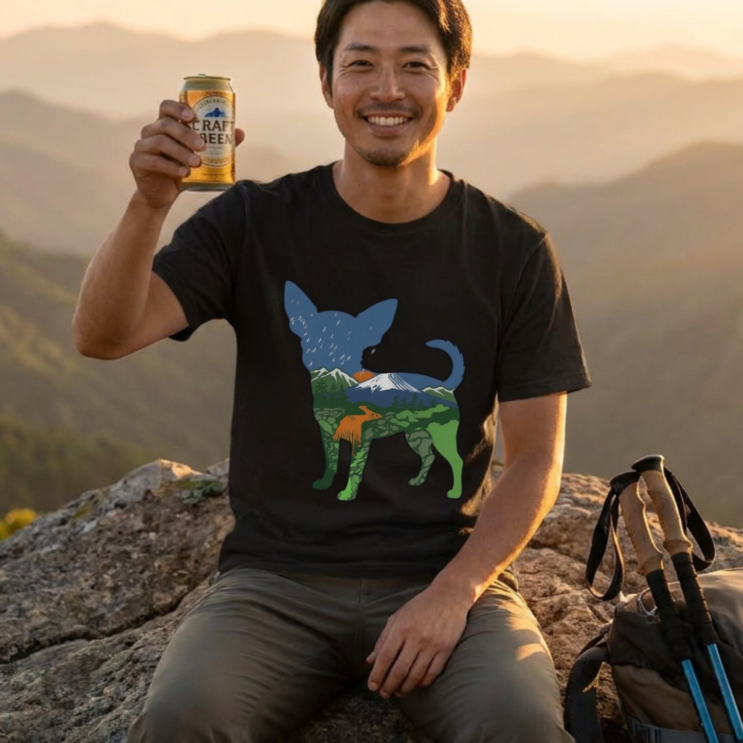 【Chihuahua】自然風景ダブルエスポージャー白Tシャツ | CAMPMODE
