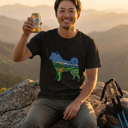【Akita】自然風景ダブルエスポージャー白Tシャツ | CAMPMODE