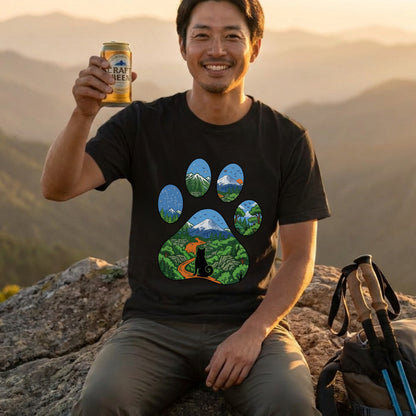 【肉球×富士山】おしゃれな猫アートTシャツ | CAMPMODE