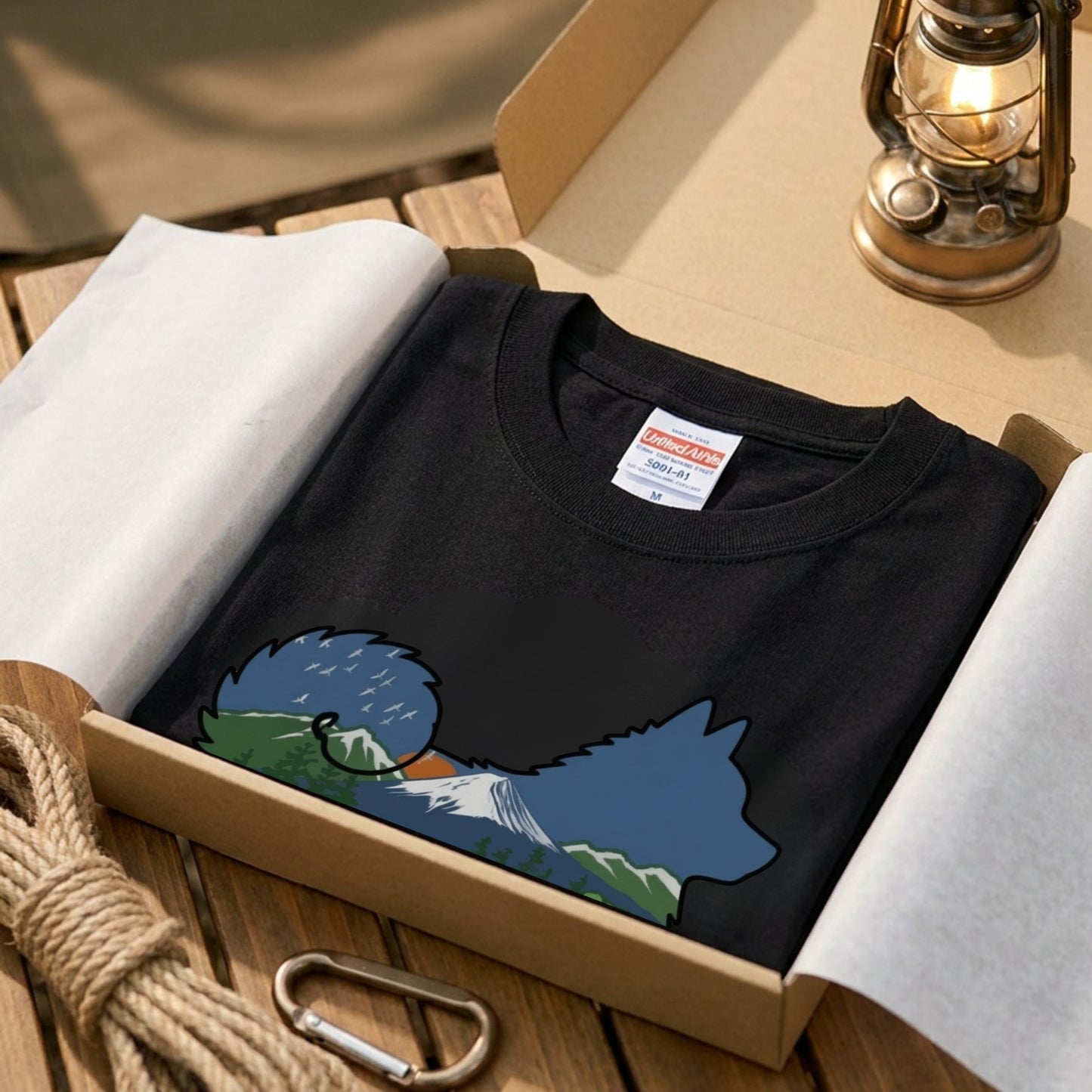 【Japanese Spitz】自然風景ダブルエスポージャー白Tシャツ | CAMPMODE