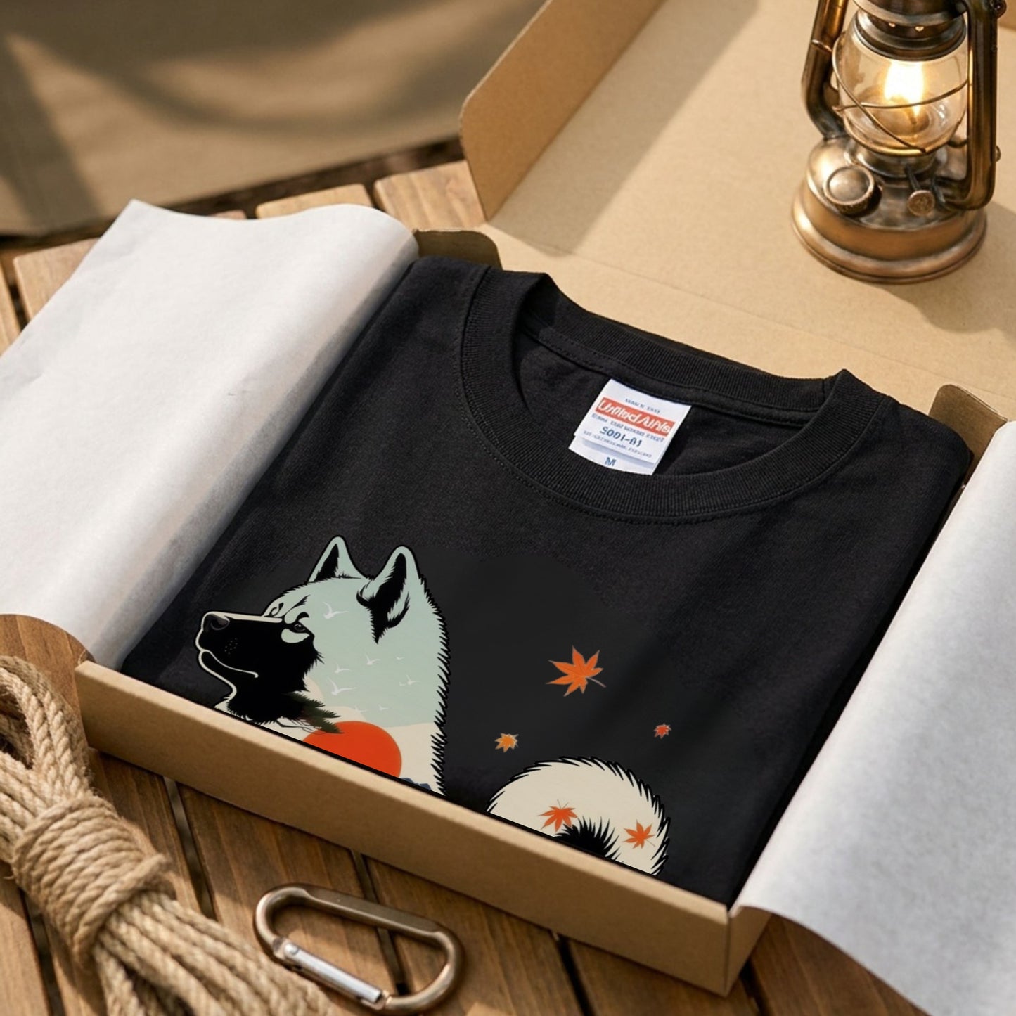 【Akita】日本犬好き＆アウトドア愛好者必見！秋田犬風景白Tシャツ