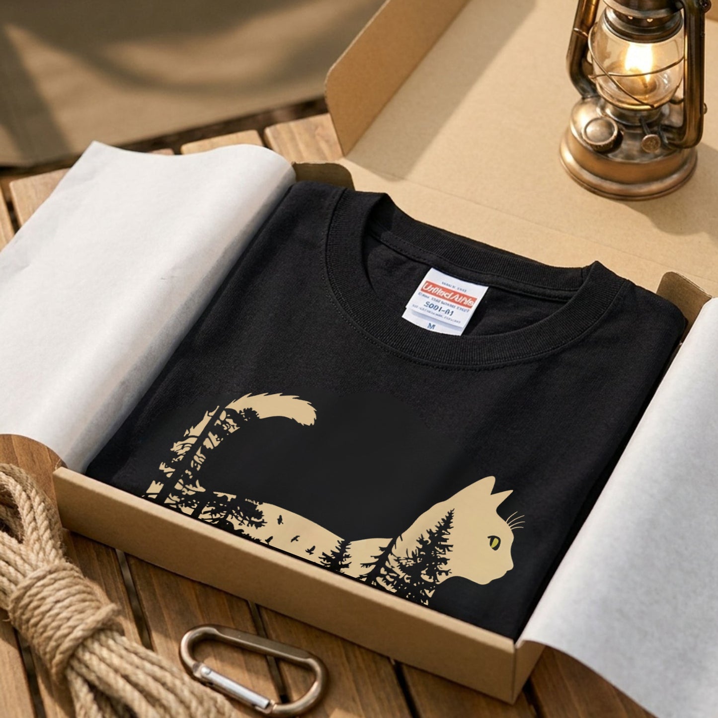 猫と森の植物 Tシャツ ｜ 猫好き・ボタニカル・自然・アウトドア・おしゃれに人気