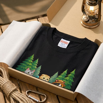 【猫の冒険・ハイキング】かわいい白Tシャツ | CAMPMODE
