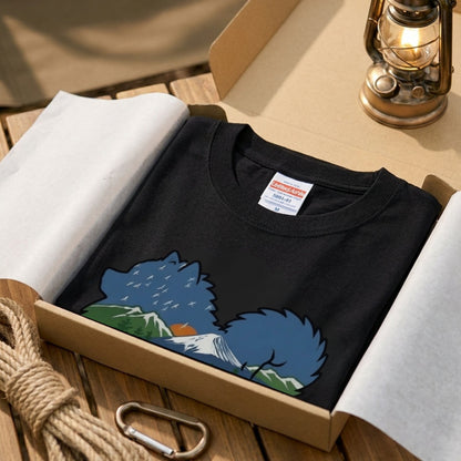 【Pomeranian】自然風景ダブルエスポージャー白Tシャツ | CAMPMODE
