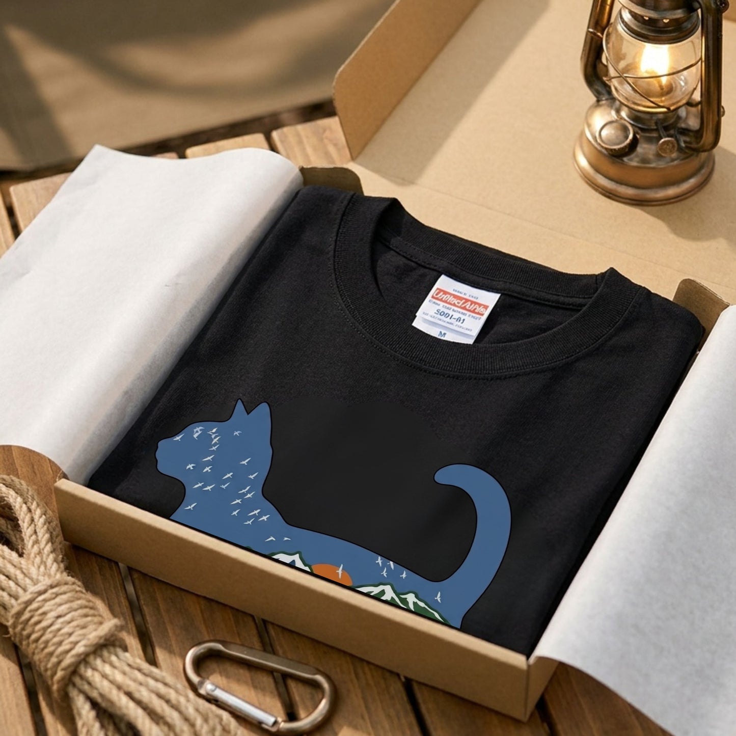 猫と自然風景ダブルエスポージャーTシャツ | CAMPMODE