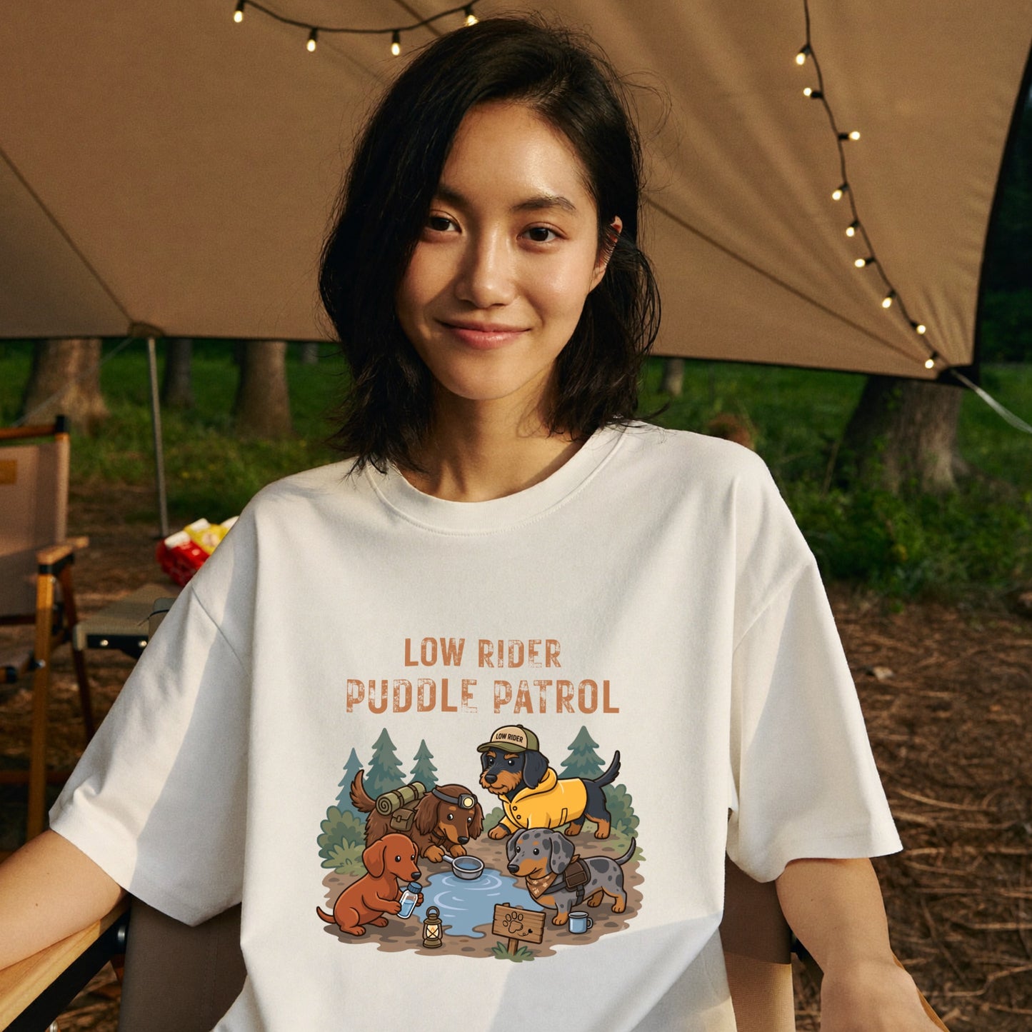 LOW RIDER PUDDLE PATROL ダックスフンドTシャツ