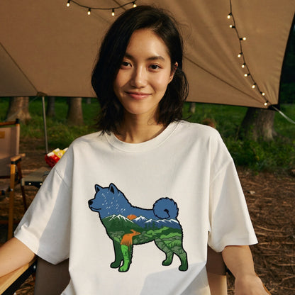 【Akita】自然風景ダブルエスポージャー白Tシャツ | CAMPMODE