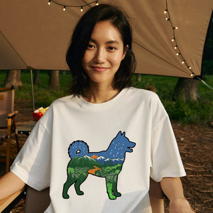 【Shiba】自然風景ダブルエスポージャー白Tシャツ | CAMPMODE