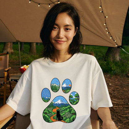 【肉球×富士山】おしゃれな猫アートTシャツ | CAMPMODE