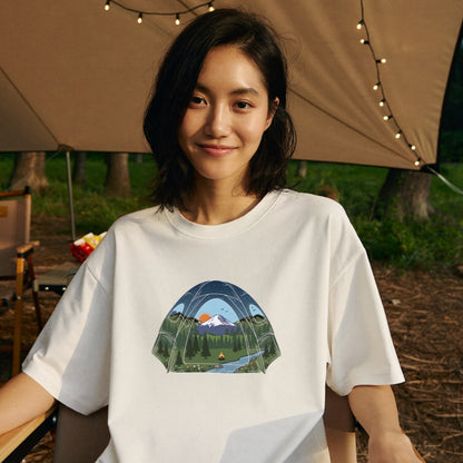 おしゃれなテントビュー・自然イラスト Tシャツ | CAMPMODE