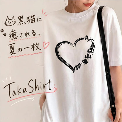 キャンプ ハート グラフィック Tシャツ - CAMPMODE | アウトドア ファッション