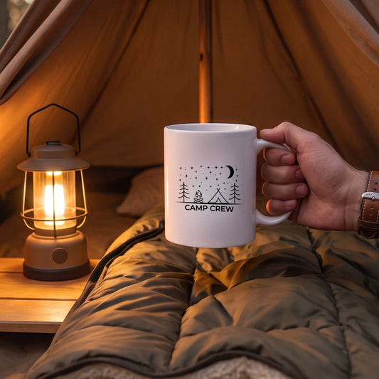 テント・焚き火デザイン カフェマグ・コーヒーカップ | CAMPMODE