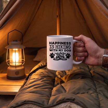 【HAPPINESS IS HIKING WITH MY DOG】 セラミックマグ | CAMPMODE
