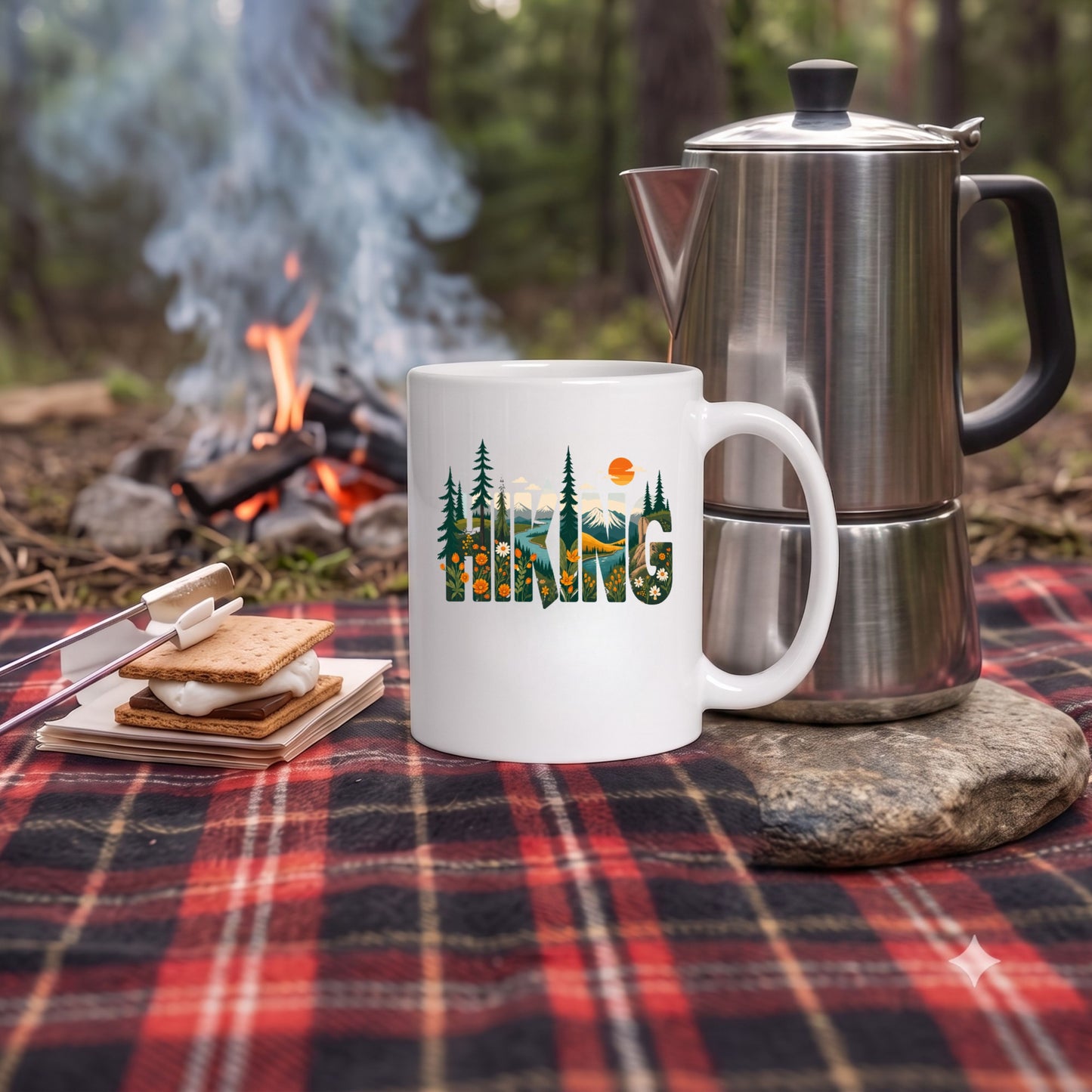 【HIKING】ネイチャーシルエット セラミックマグカップ | CAMPMODE