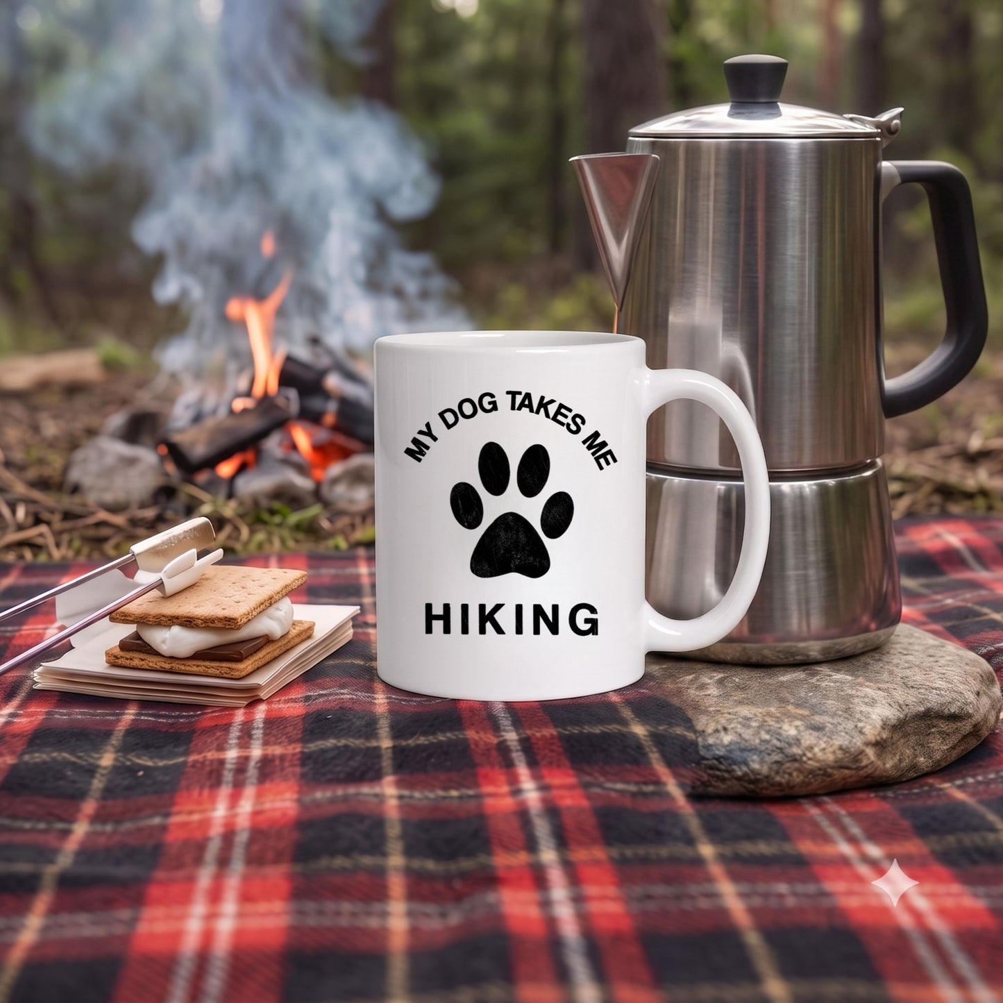 【肉球デザイン】MY DOG TAKES ME HIKING セラミックマグカップ | CAMPMODE