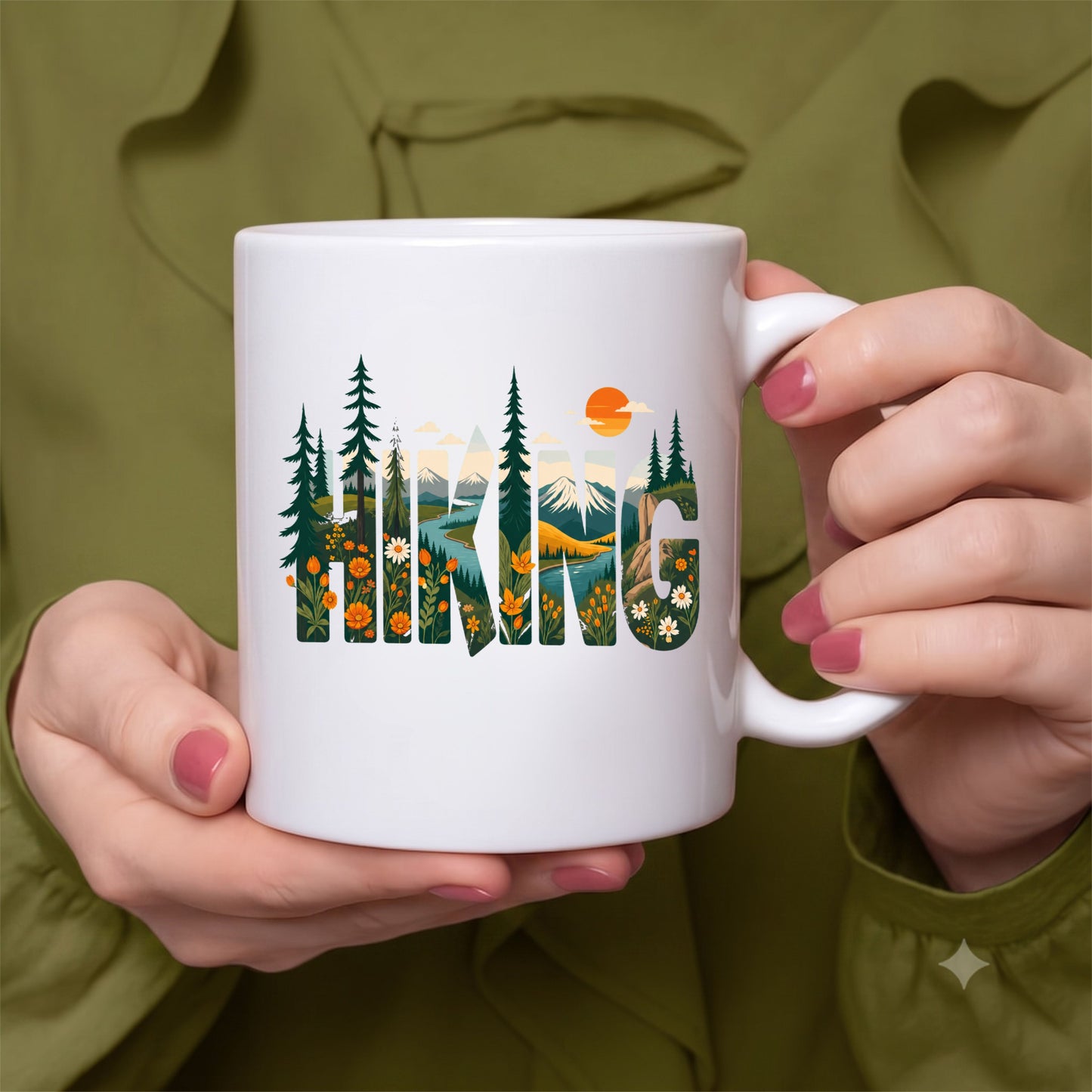 【HIKING】ネイチャーシルエット セラミックマグカップ | CAMPMODE