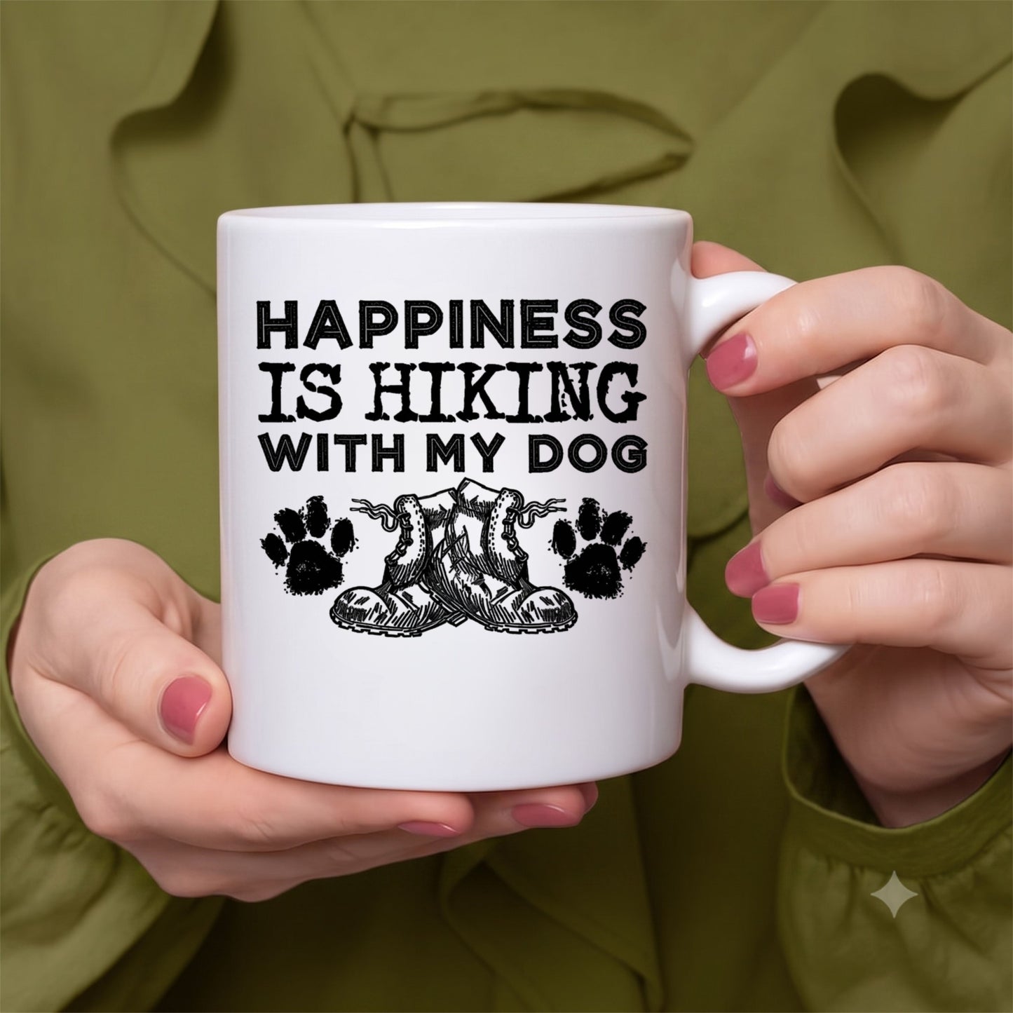 【HAPPINESS IS HIKING WITH MY DOG】 セラミックマグ | CAMPMODE