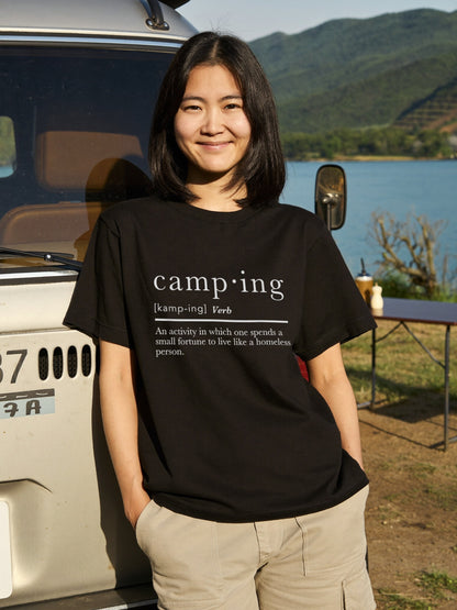 「camping」辞書風 ジョーク Tシャツ - おもしろ キャンプ 服 | CAMPMODE