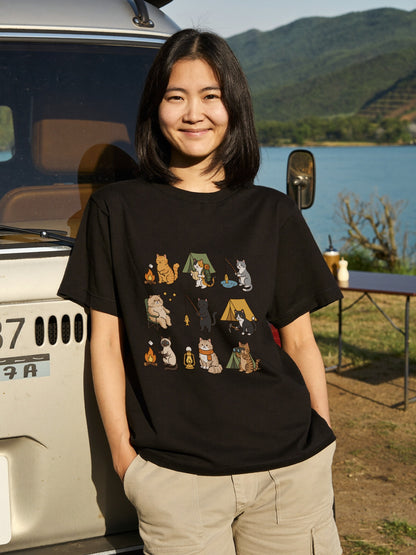 猫好きキャンパーのためのかわいいTシャツ