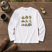 GOLDEN CAMP | 手描き風 ゴールデンレトリバー キャンプギア かわいい グラフィック 長袖Tシャツ【犬雑貨・秋キャンプ・ルームウェア・ギフトに最適】