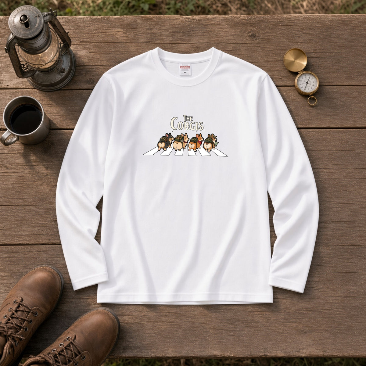 THE CORGIS コーギー横断歩道 長袖Tシャツ