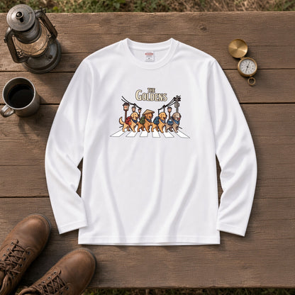 THE GOLDENS ゴールデンレトリバー散歩デザイン ブラック長袖Tシャツ