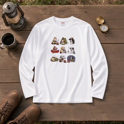SHIH TZU CAMP | 手描き風 シーズー キャンプギア かわいい グラフィック 長袖Tシャツ【犬雑貨・秋キャンプ・ルームウェア・ギフトに最適】