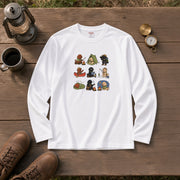 POODLE CAMP | 手描き風 トイプードル キャンプギア かわいい グラフィック 長袖Tシャツ【犬雑貨・秋キャンプ・ルームウェア・ギフトに最適】