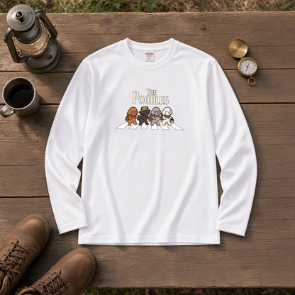 THE POODLES ロンT | レトロ クラシック バンド風 犬グラフィック 長袖 カジュアル Tシャツ【おもしろTシャツ・普段着・ルームウェア・ユニセックス・ギフトに最適】
