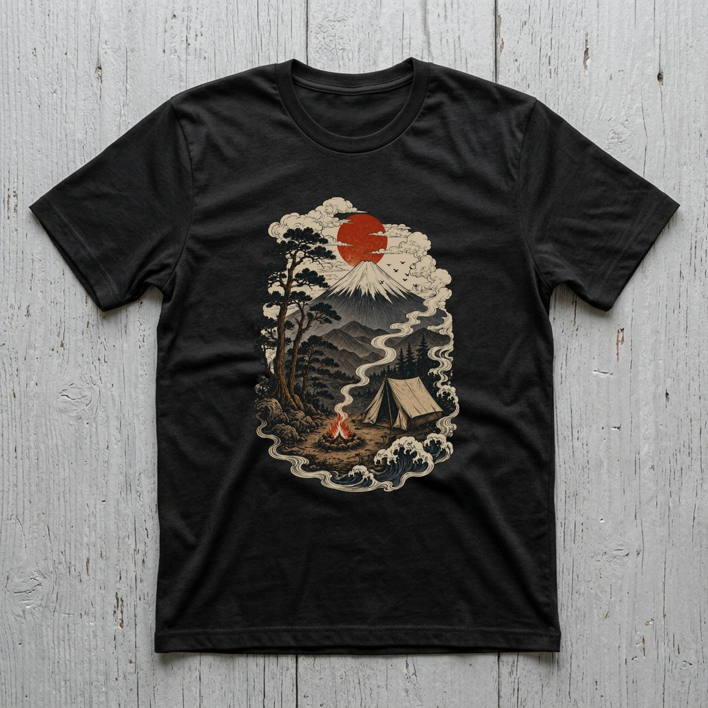 富士山デザイン・キャンプTシャツ