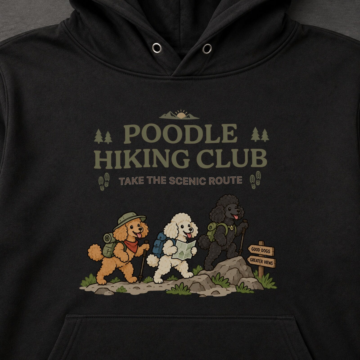 CAMPMODE CAMP-1409-01 Poodle Hiking Club フロントプリント ブラック
