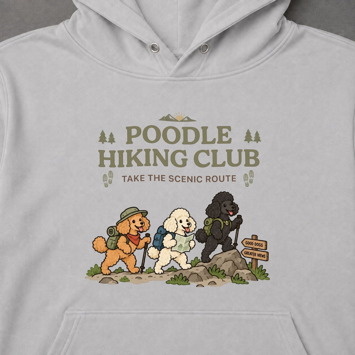 CAMPMODE CAMP-1409-01 Poodle Hiking Club フロントプリント グレー