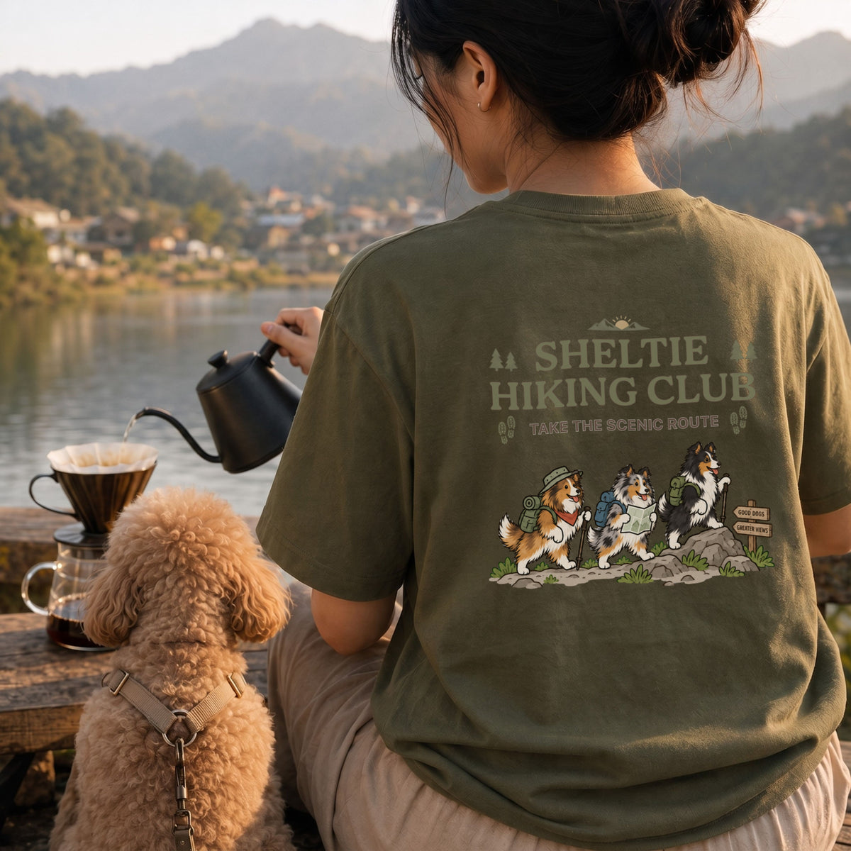 Sheltie hiking club バックプリント Tシャツ