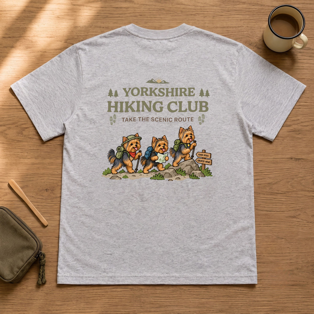 Yorkshire Terrier hiking club バックプリント Tシャツ