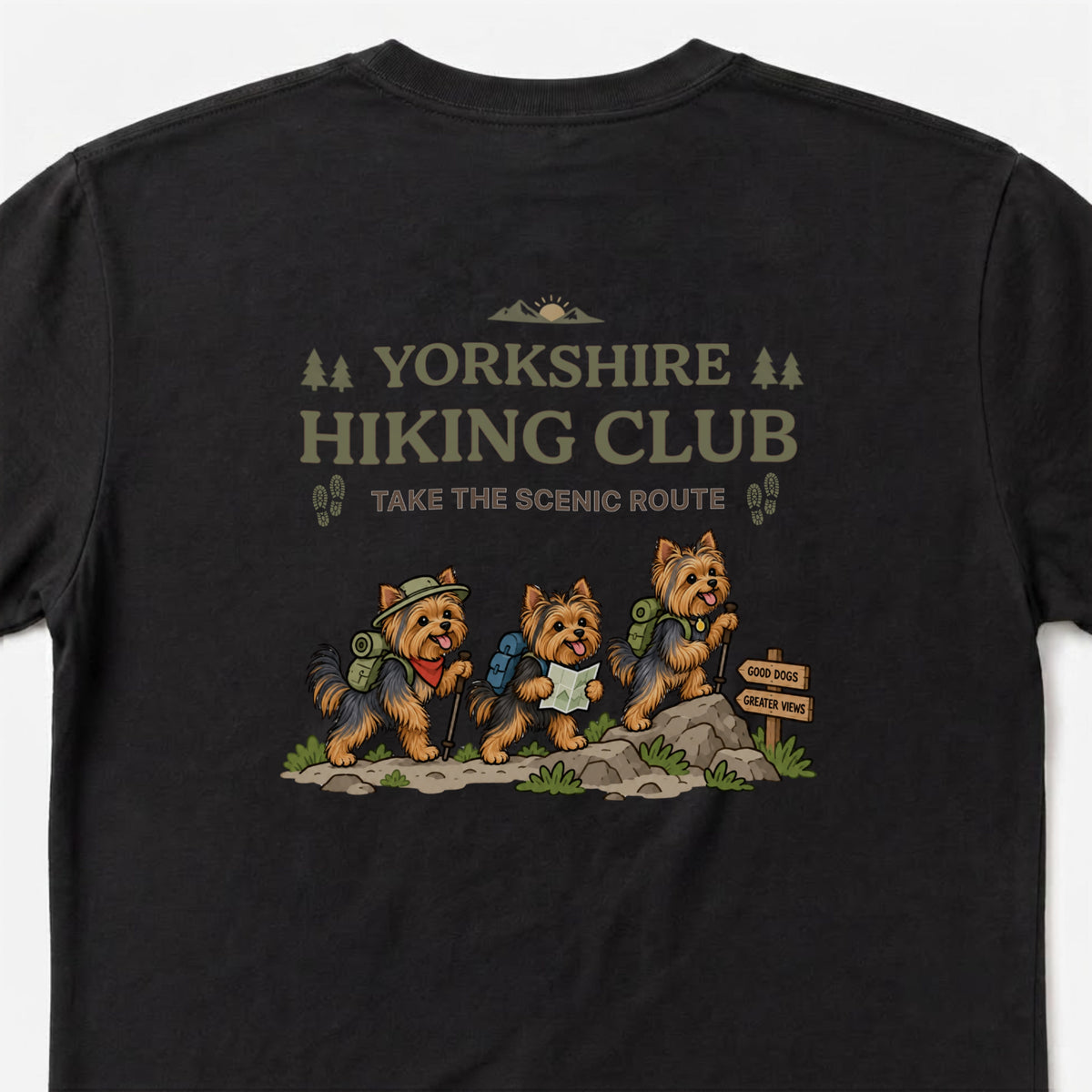 Yorkshire Terrier hiking club バックプリント Tシャツ